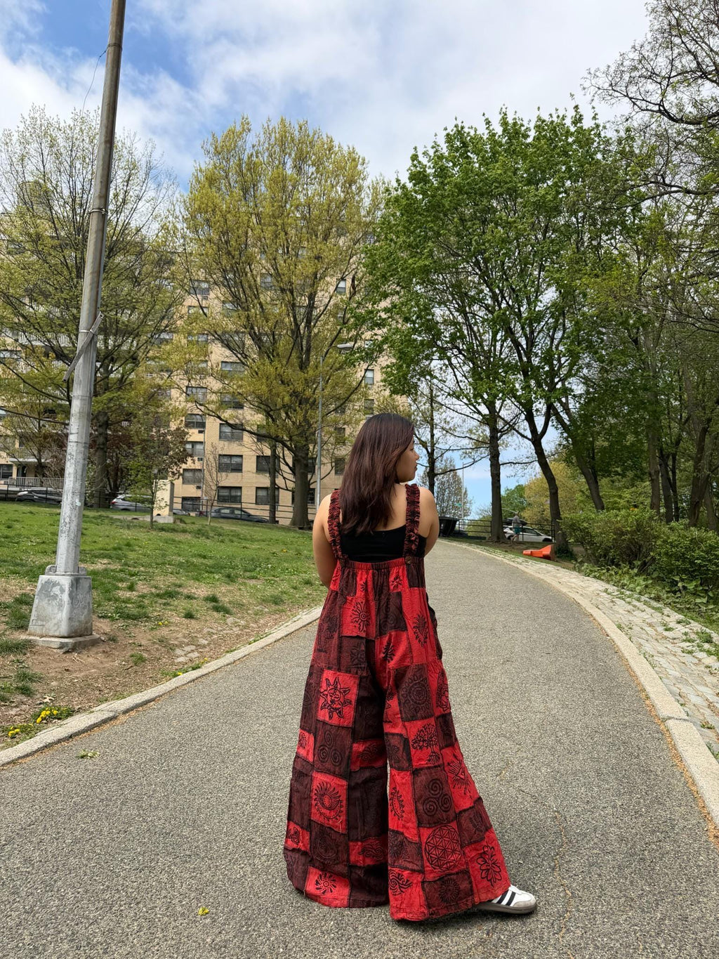 Wynn Burgundy Cotton Wide-Leg Jumpsuit — view 2