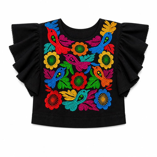 Elena Black Embroidered Shirt — LA's Nine Ninety