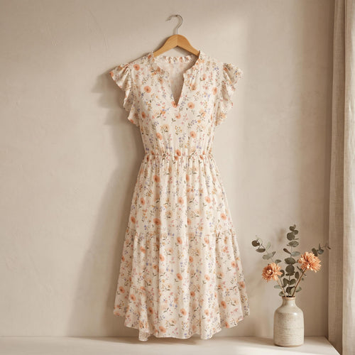 Ava Cream Midi Dress — LA's Nine Ninety