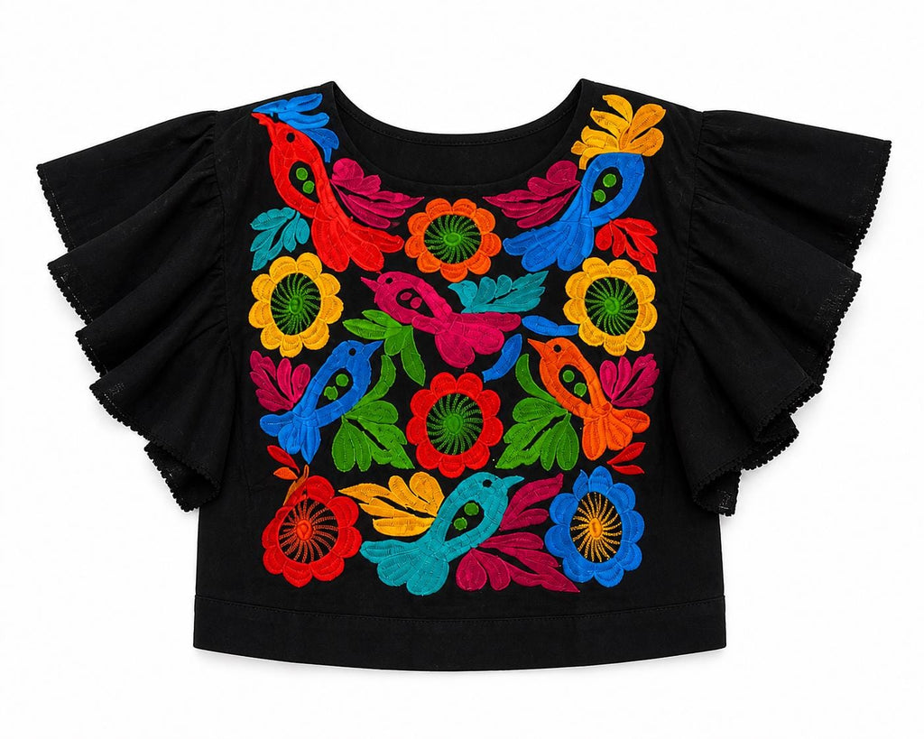 Elena Black Embroidered Shirt — view 5
