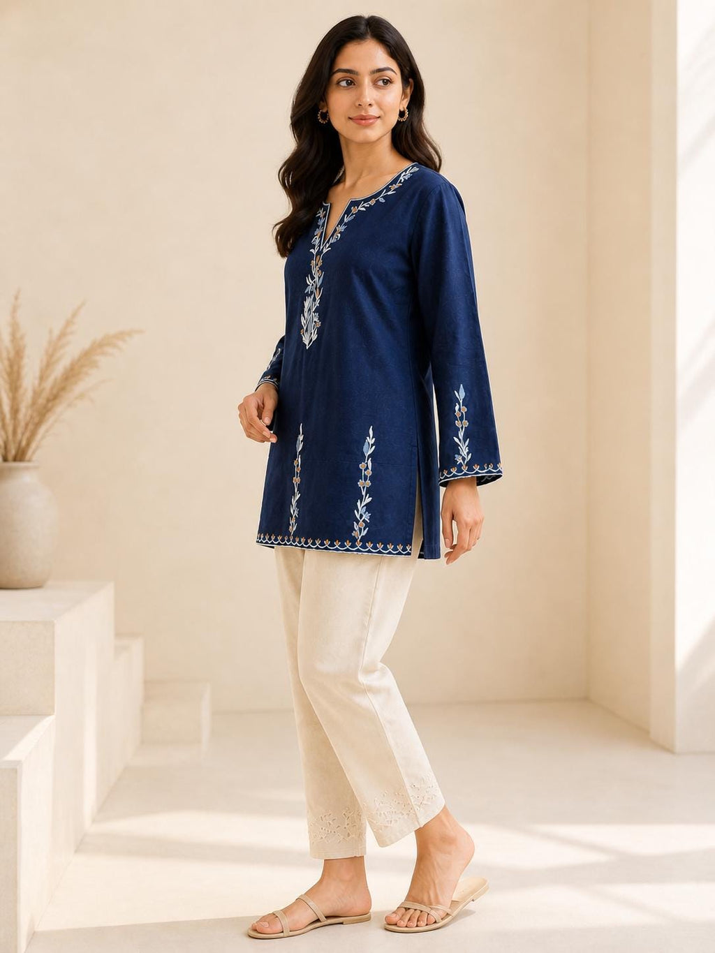 Gemma Floral Cotton Tunic Top — view 4