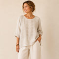 Zoe Beige Linen Tunic Top — LA's Nine Ninety