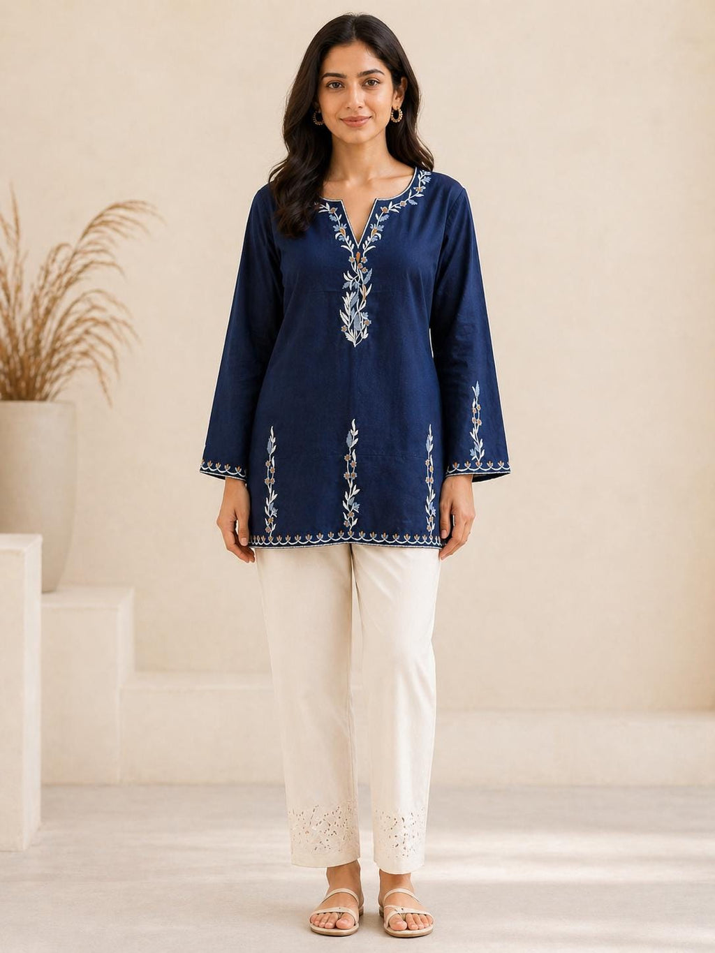 Gemma Floral Cotton Tunic Top — view 3