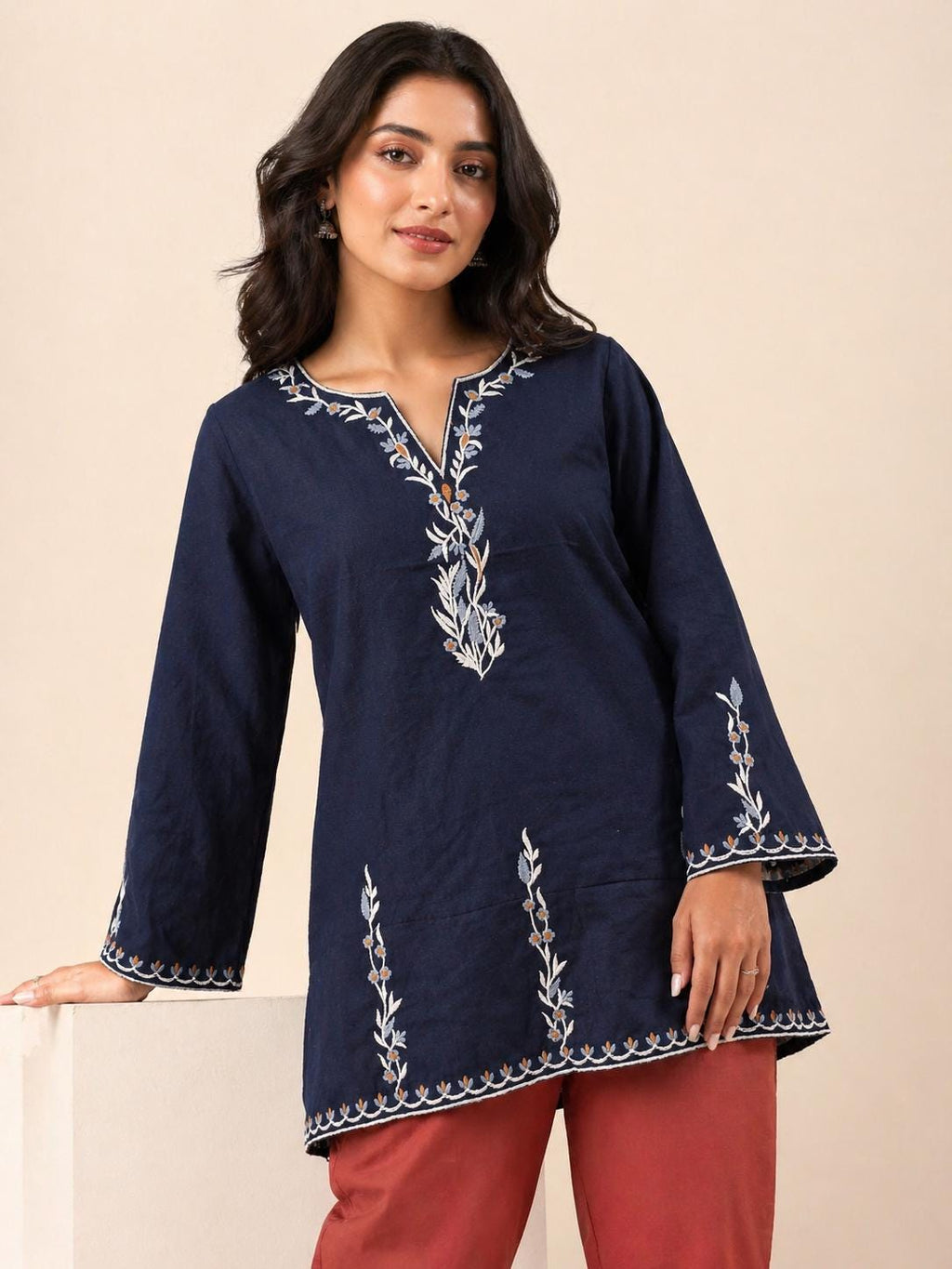 Gemma Floral Cotton Tunic Top — view 6