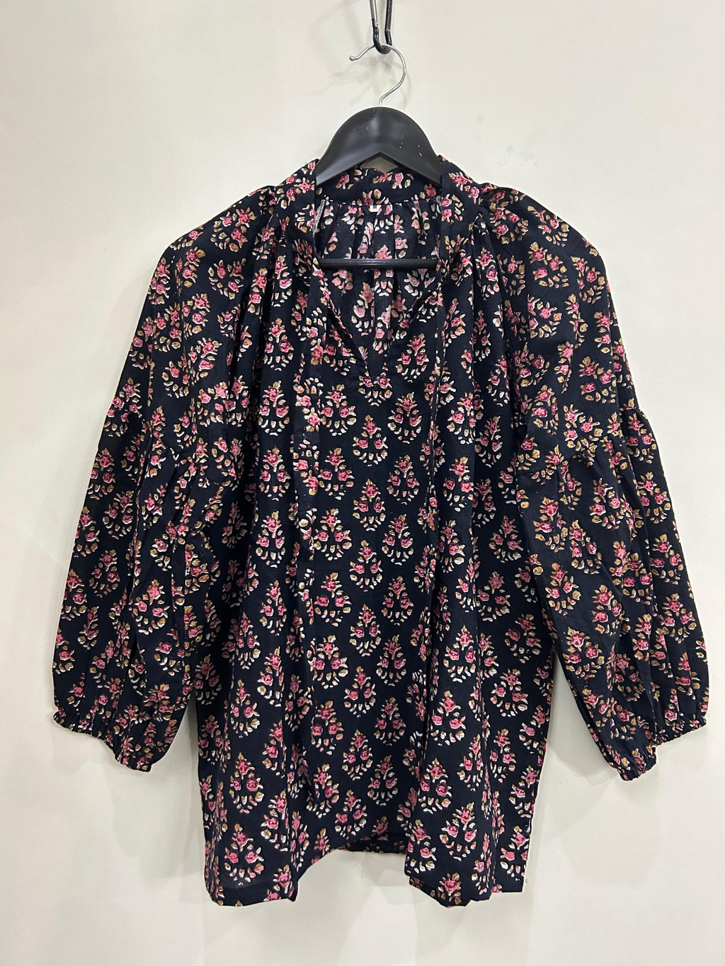 Liv Block-Print Cotton Tunic Top — view 3