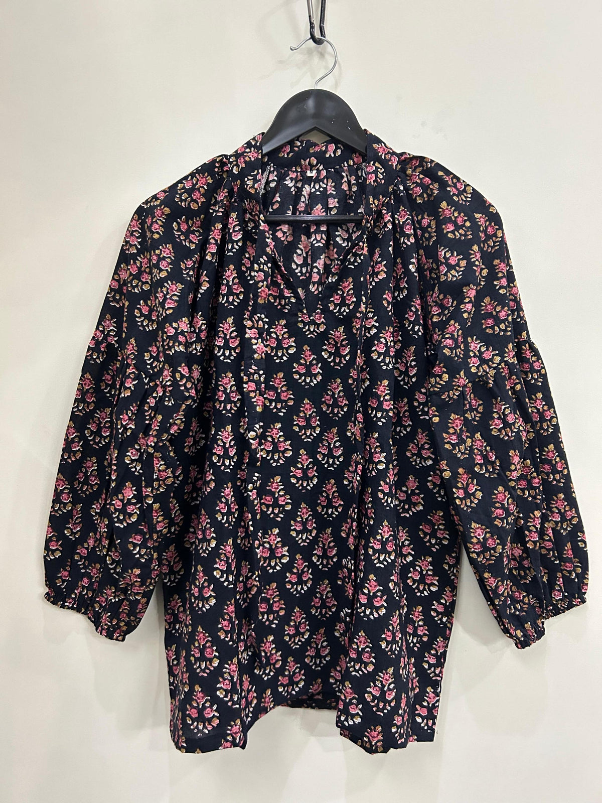 Liv Block-Print Cotton Tunic Top — view 3