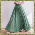 Poppy Green Linen Pleated Maxi Skirt — LA's Nine Ninety