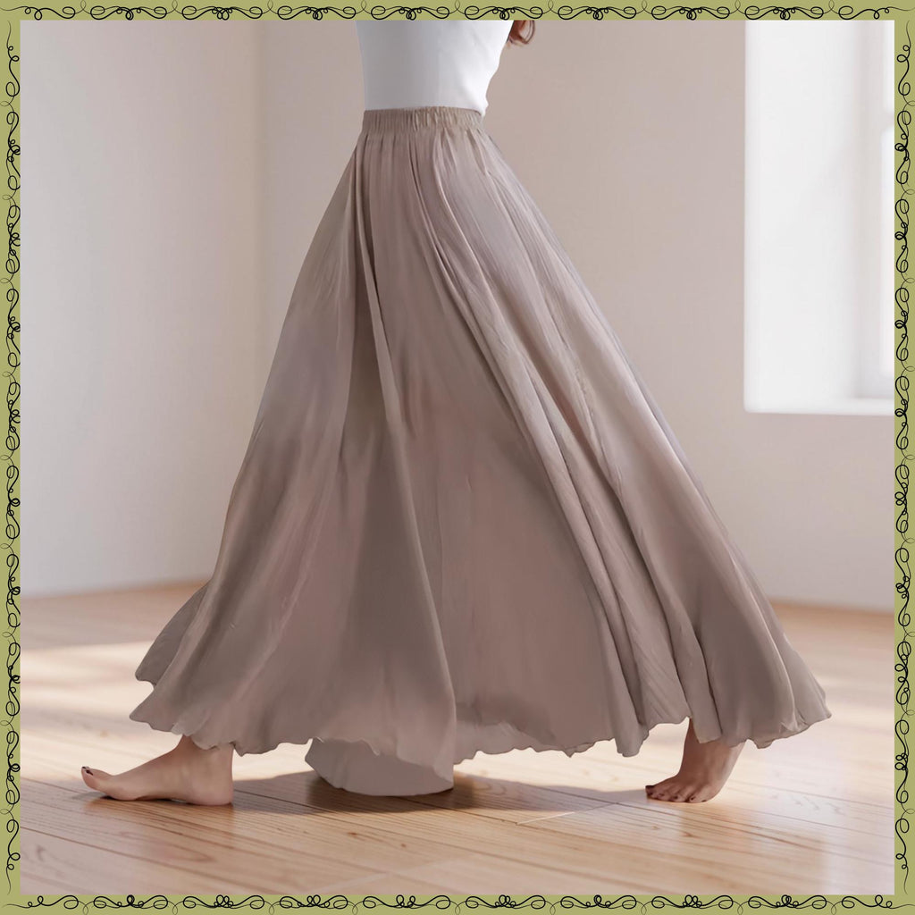 Poppy Green Linen Pleated Maxi Skirt — view 2