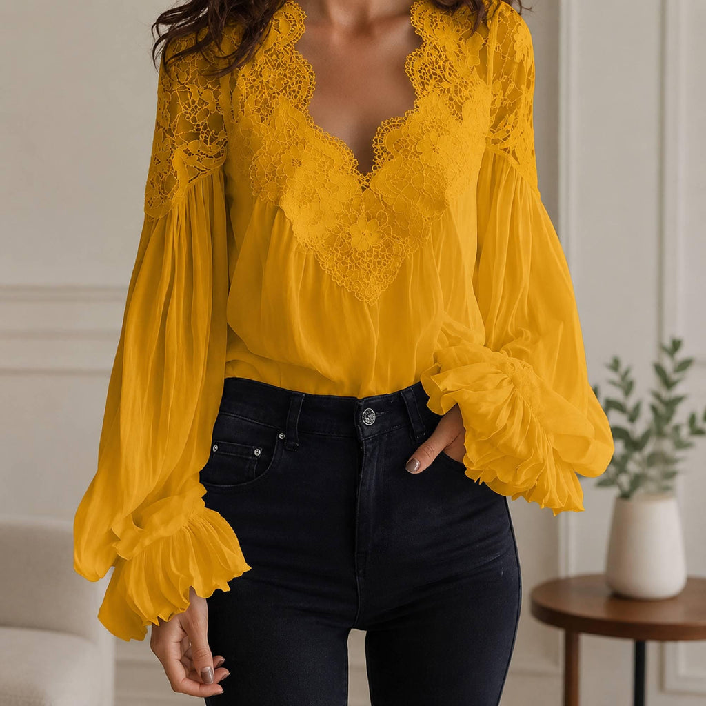 Xena Red Lace Ruffle Shirt — view 2