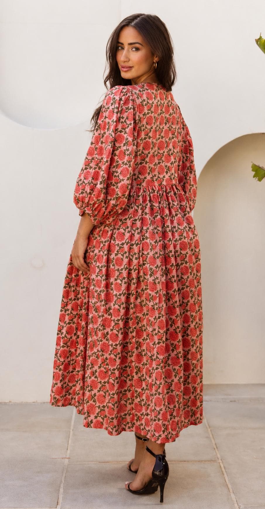 Amara Floral Cotton Midi Dress — view 3