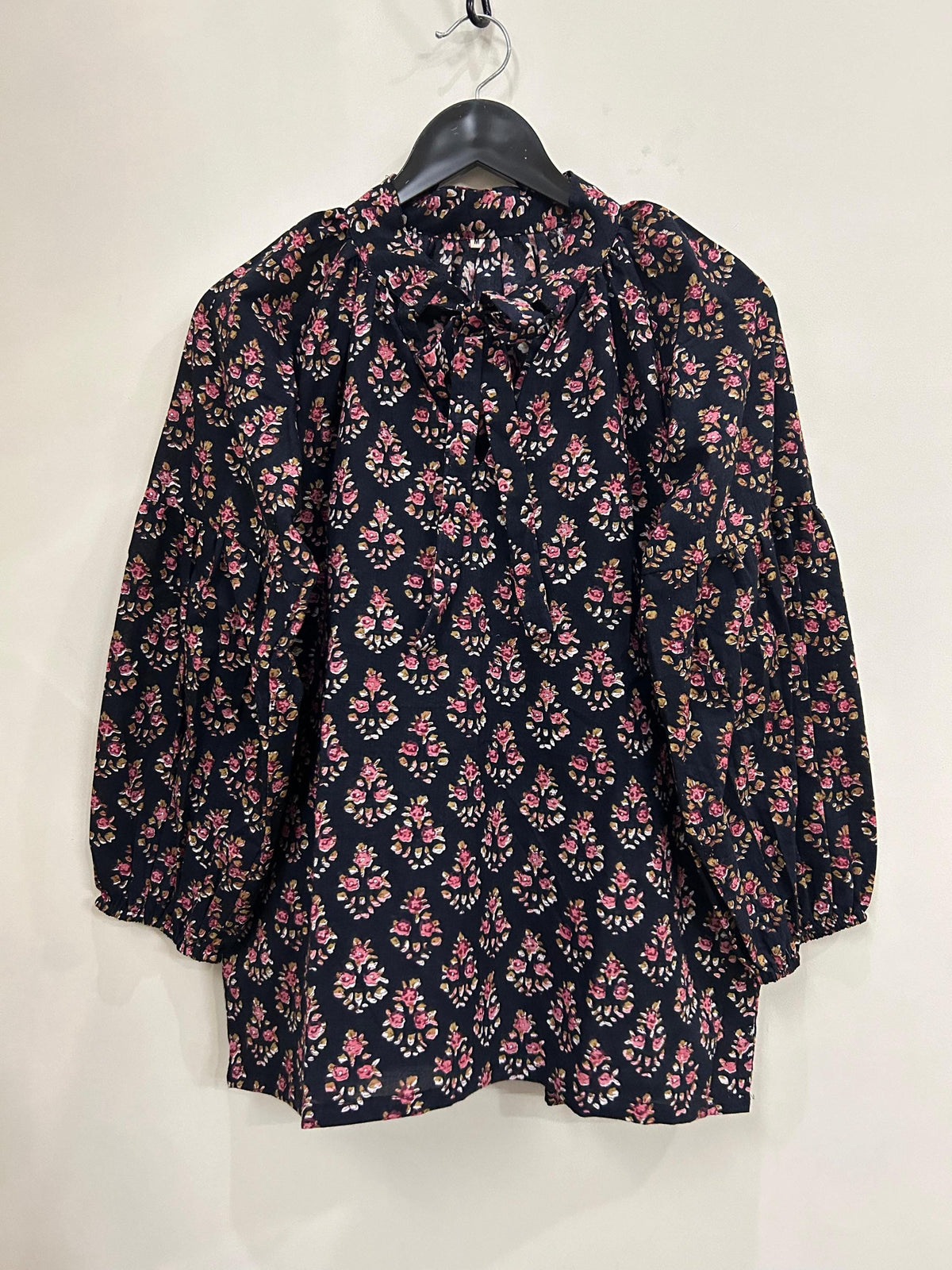 Liv Block-Print Cotton Tunic Top — view 2