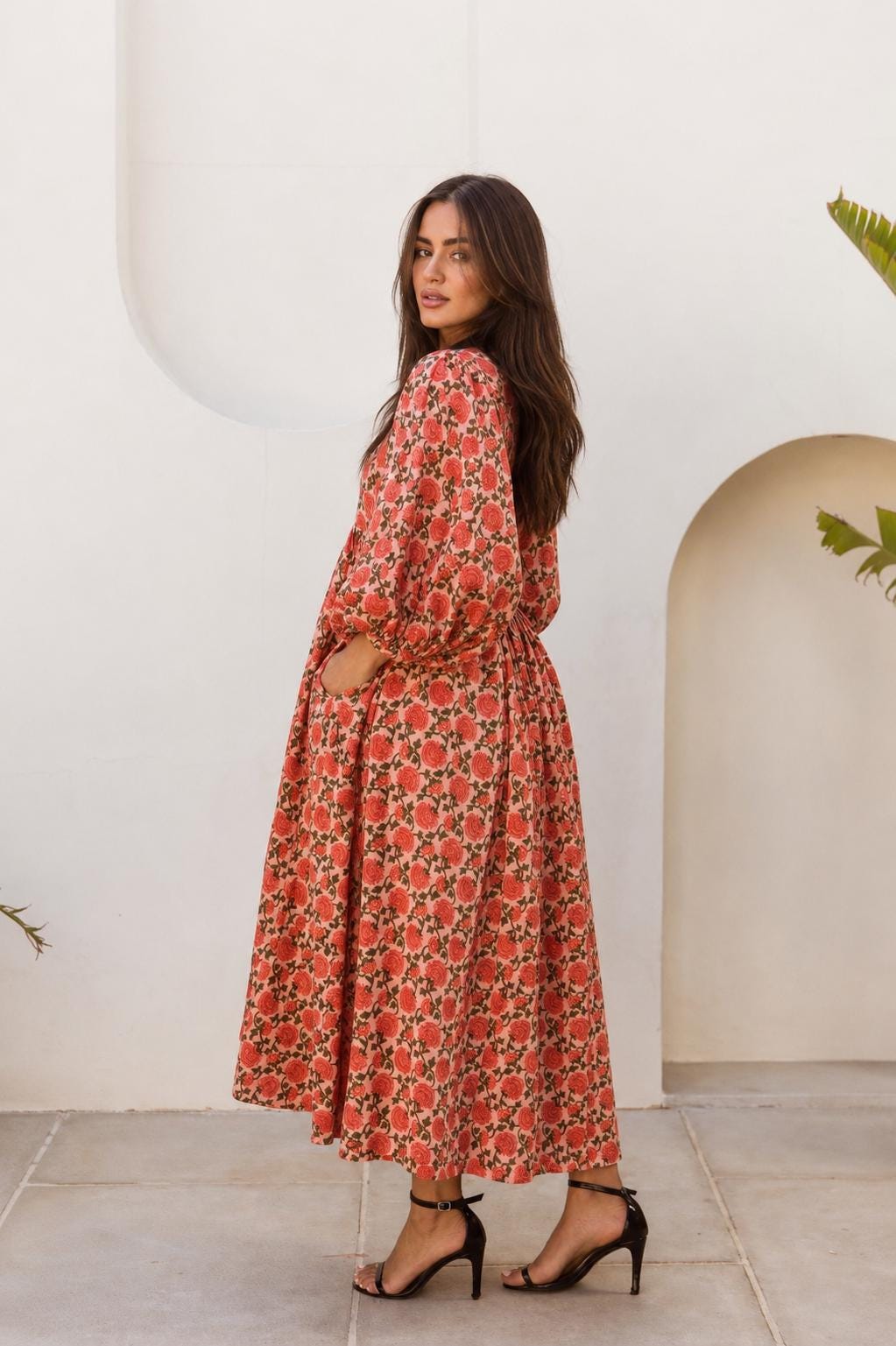 Amara Floral Cotton Midi Dress — view 4