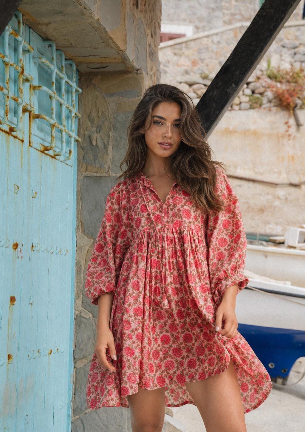 Amara Floral Cotton Midi Dress — view 5