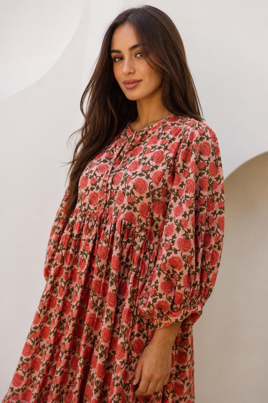 Amara Floral Cotton Midi Dress — view 2