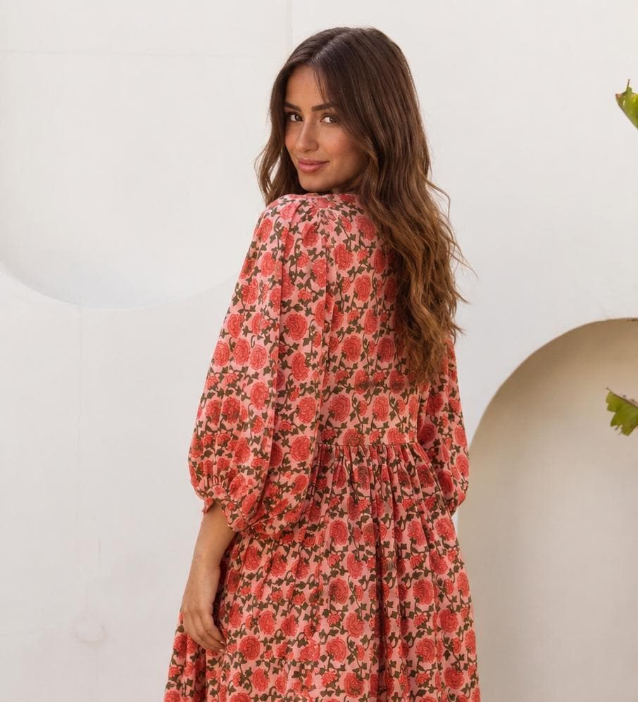 Amara Floral Cotton Midi Dress — LA's Nine Ninety