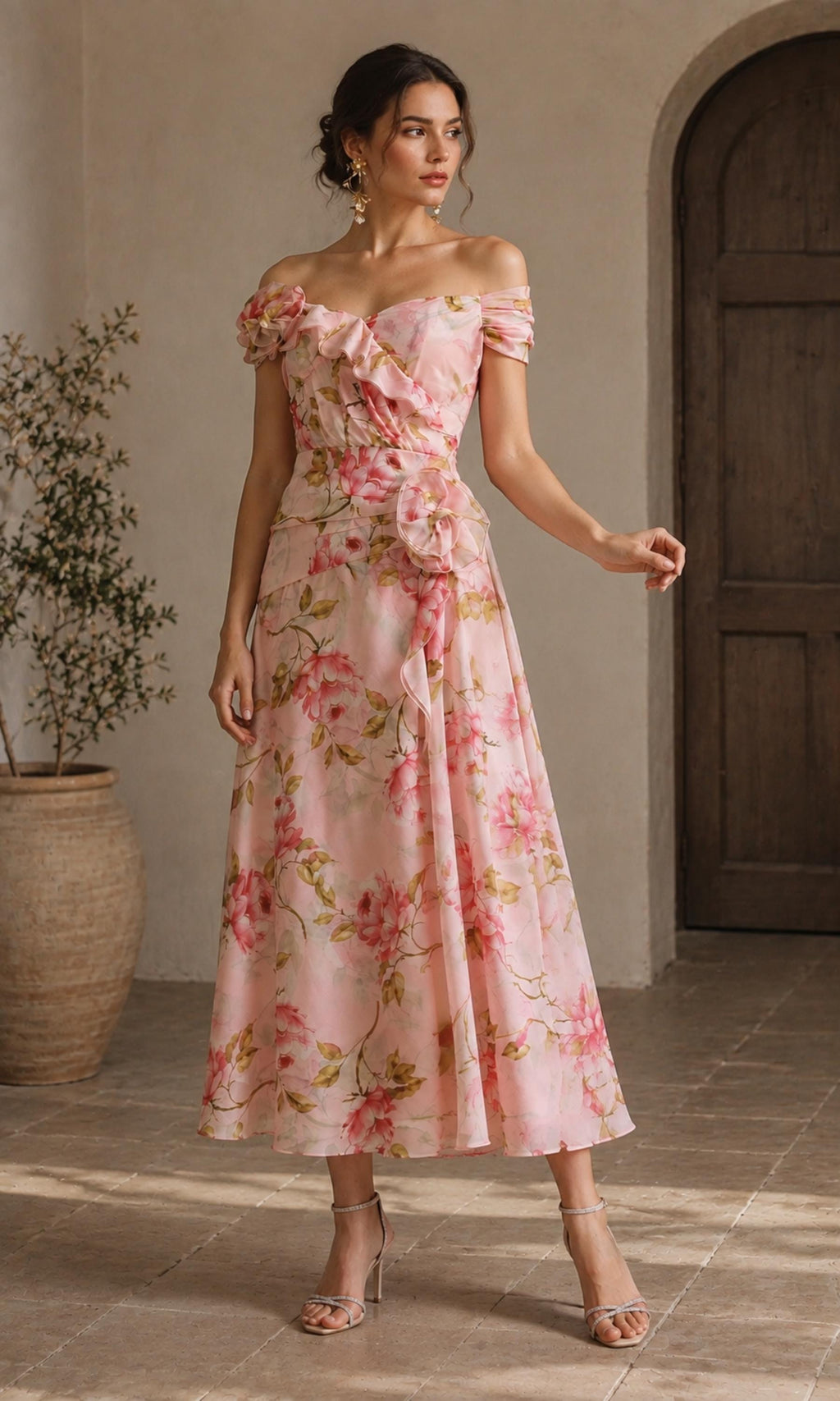 Kiki Floral Chiffon Midi Dress — view 4