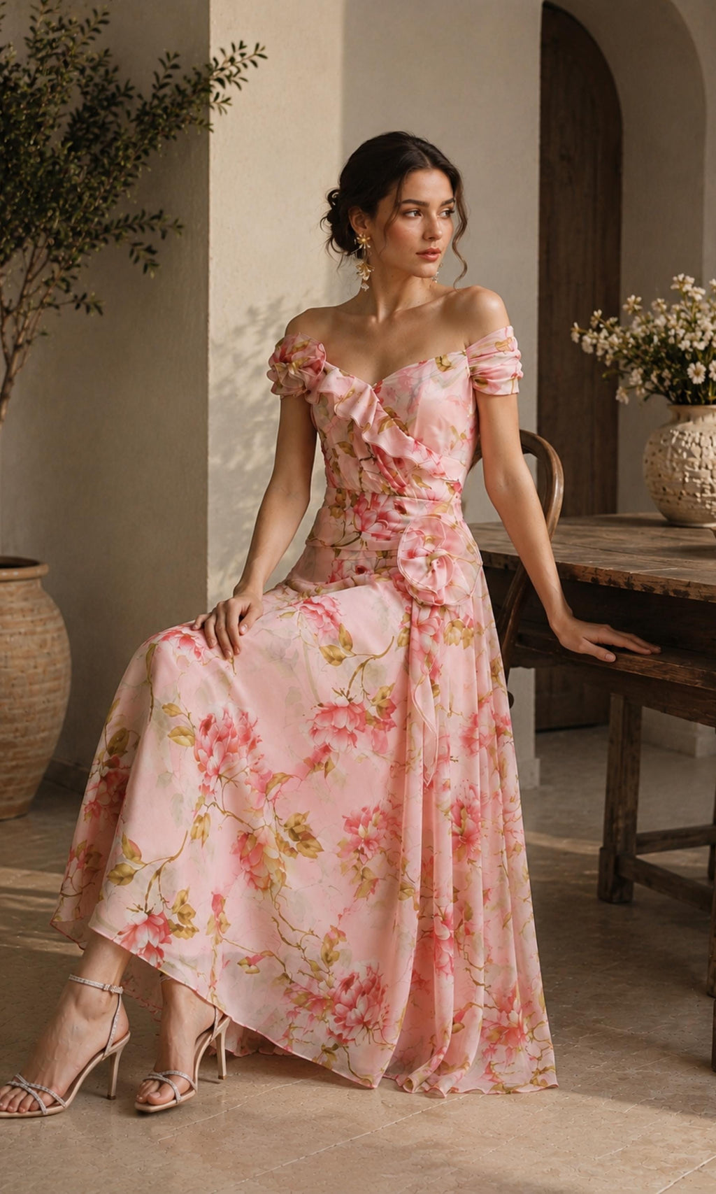 Kiki Floral Chiffon Midi Dress — view 2