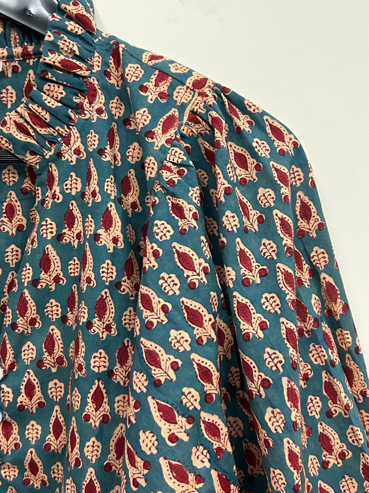 Trixie Block-Print Cotton Ruffle Top — view 4