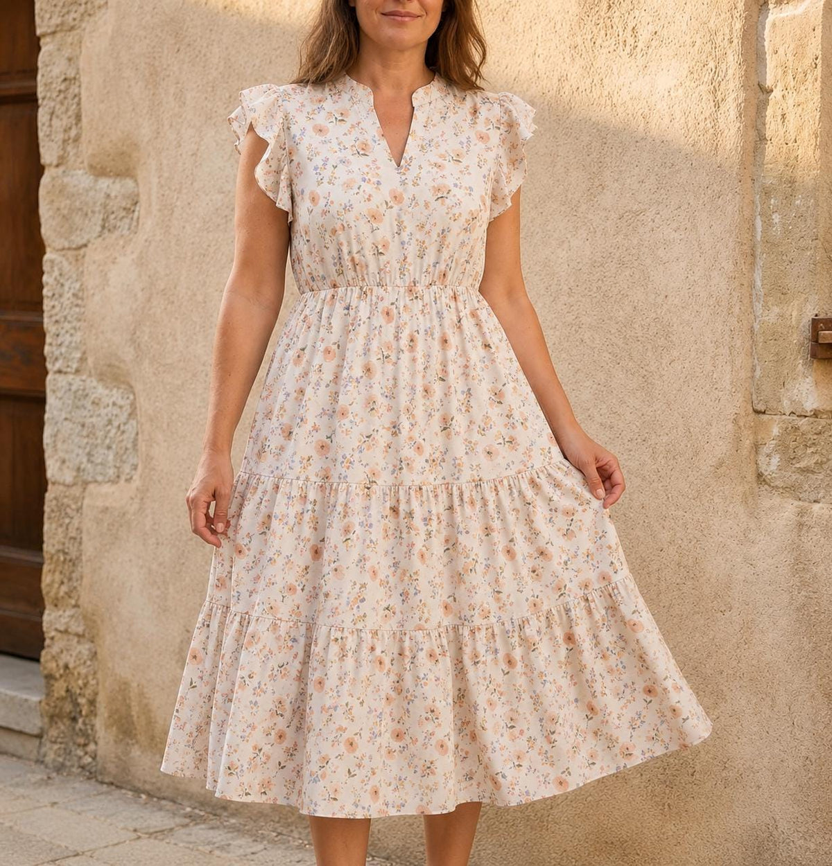 Ava Cream Midi Dress — LA's Nine Ninety