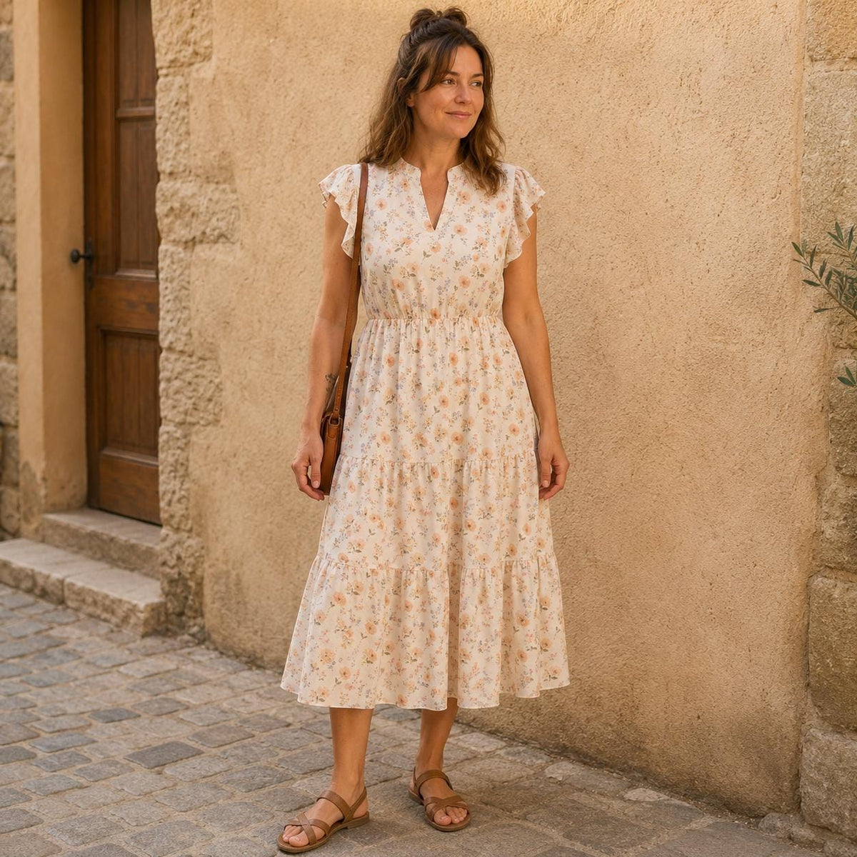 Ava Cream Midi Dress — view 3