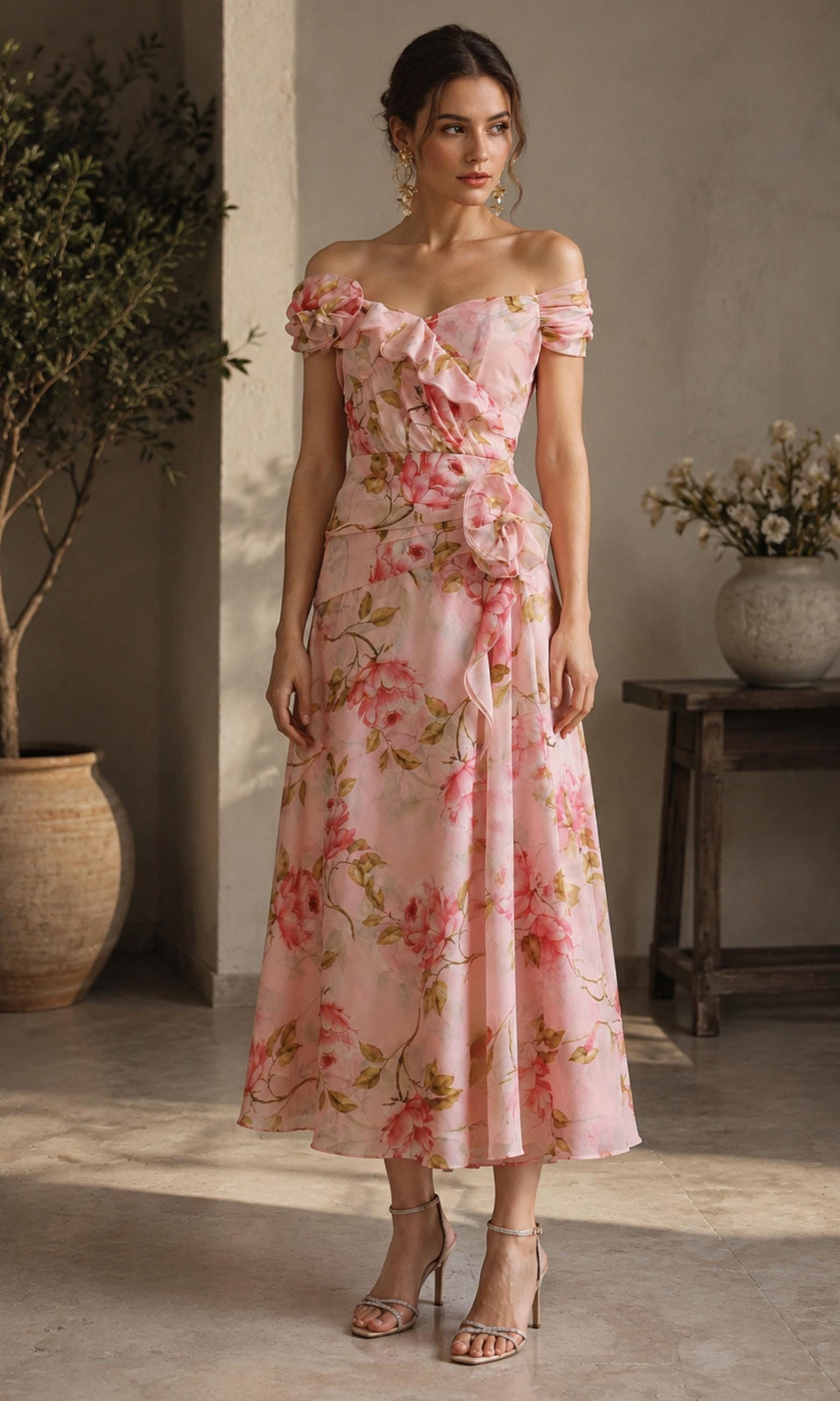 Kiki Floral Chiffon Midi Dress — view 3