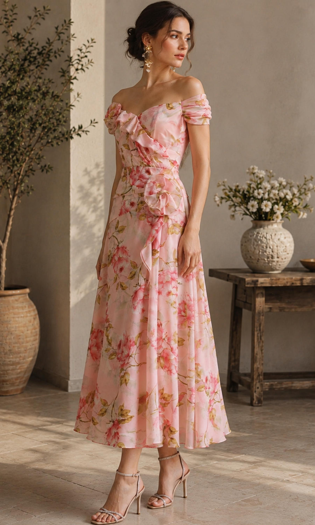 Kiki Floral Chiffon Midi Dress — view 5