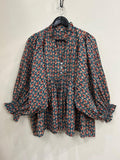 Trixie Block-Print Cotton Ruffle Top — LA's Nine Ninety