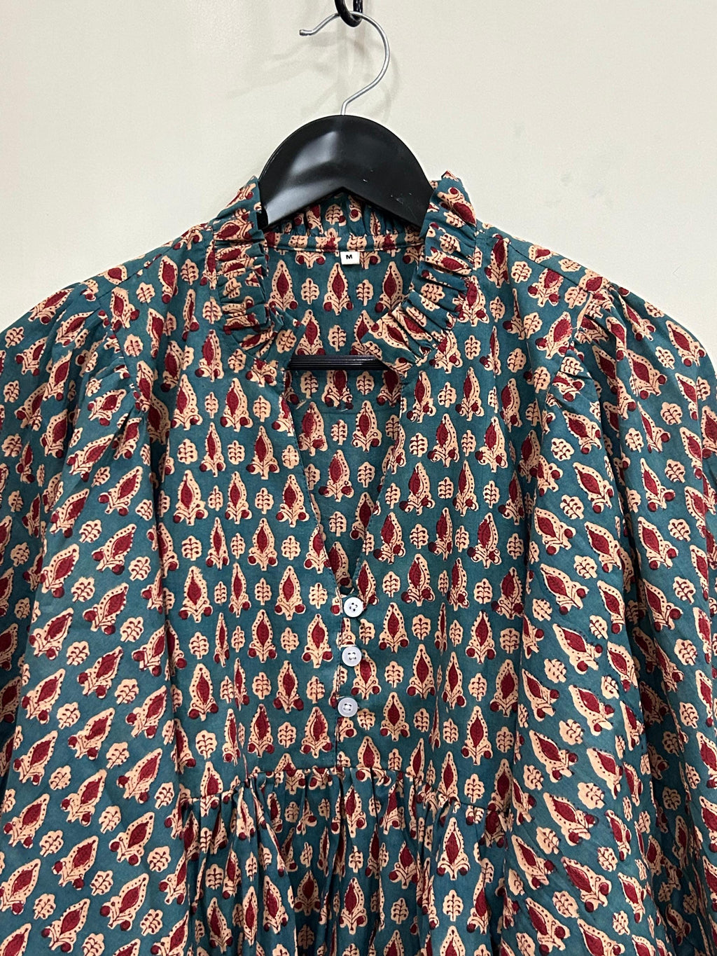 Trixie Block-Print Cotton Ruffle Top — view 2