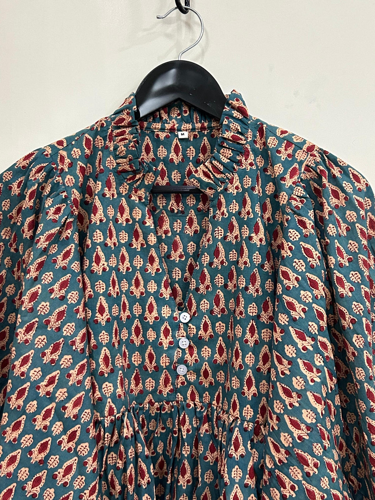 Trixie Block-Print Cotton Ruffle Top — view 2