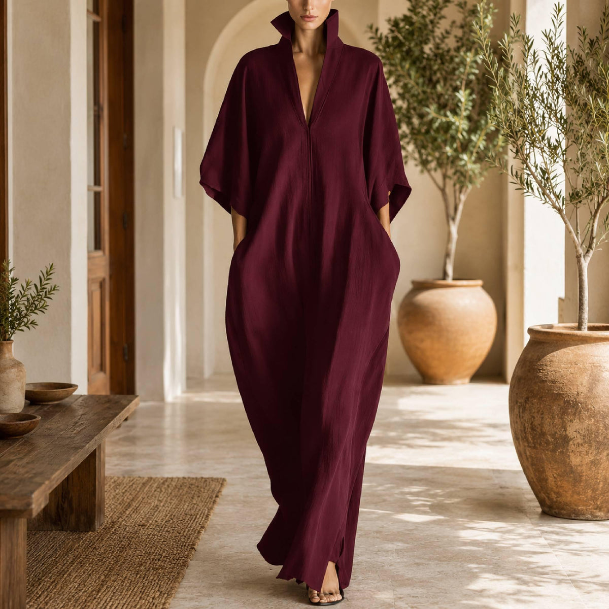 Kenna Yellow Kaftan Maxi Dress — view 3