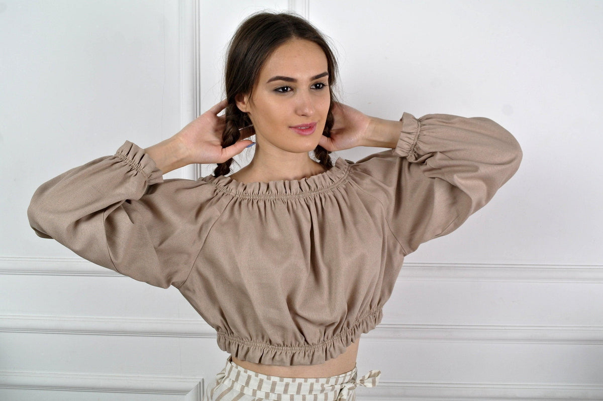 Pearl Beige Linen Top — LA's Nine Ninety