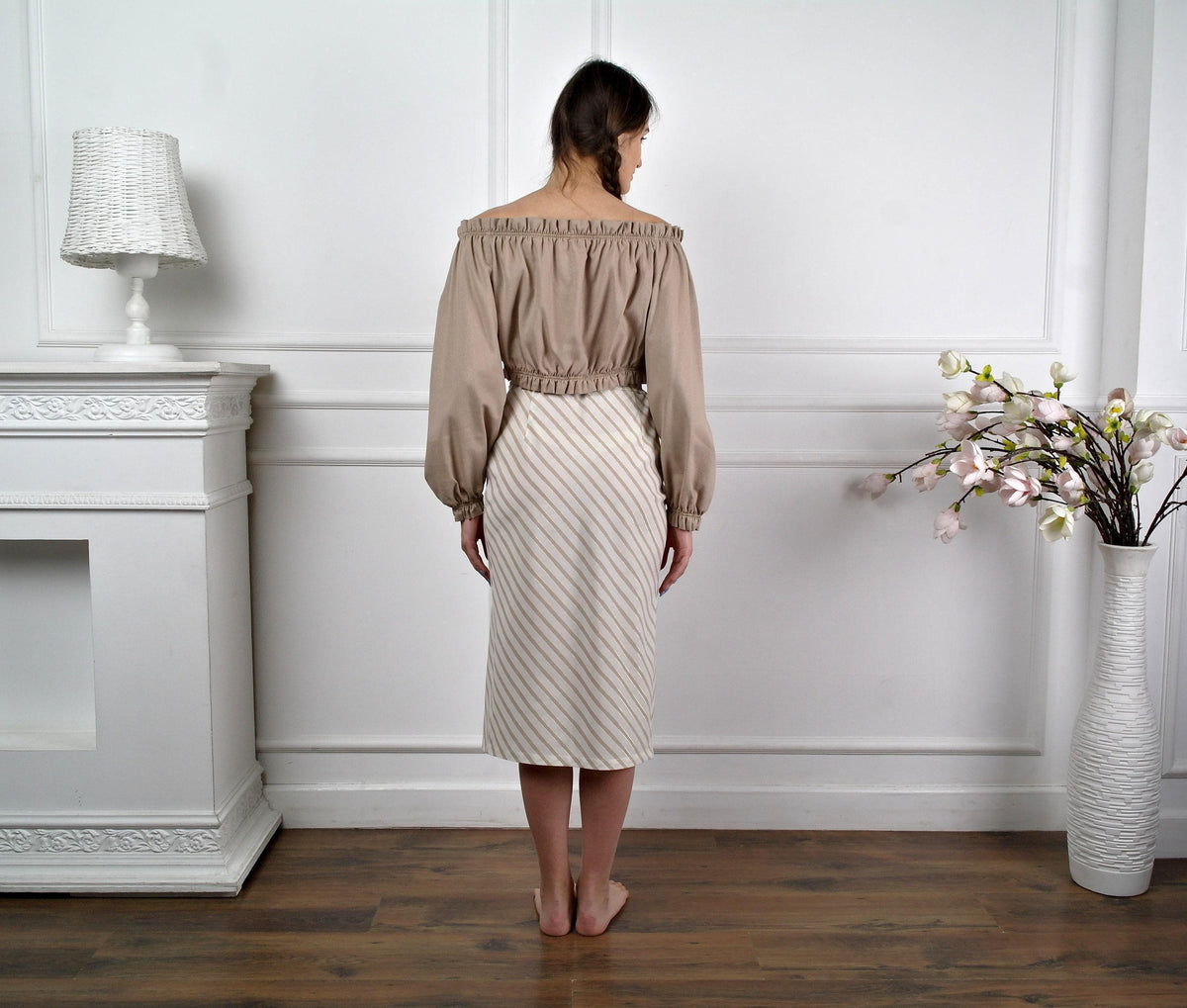 Pearl Beige Linen Top — view 2