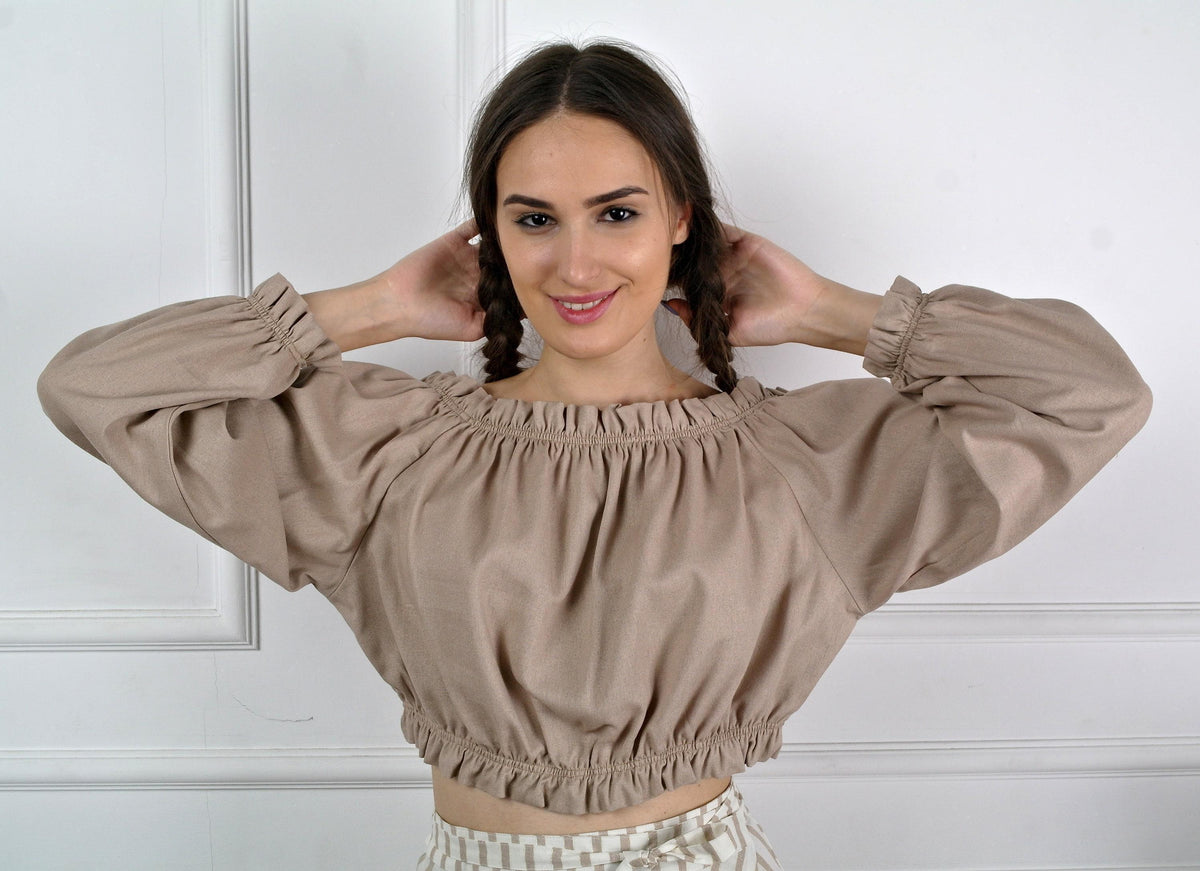 Pearl Beige Linen Top — view 3